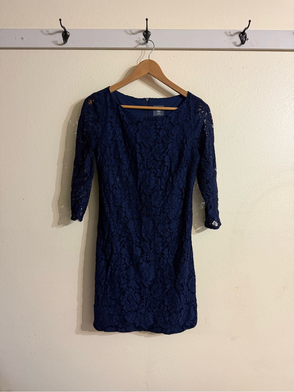 Vince Camuto Navy Floral Lace Long Sleeve Sheath Dress